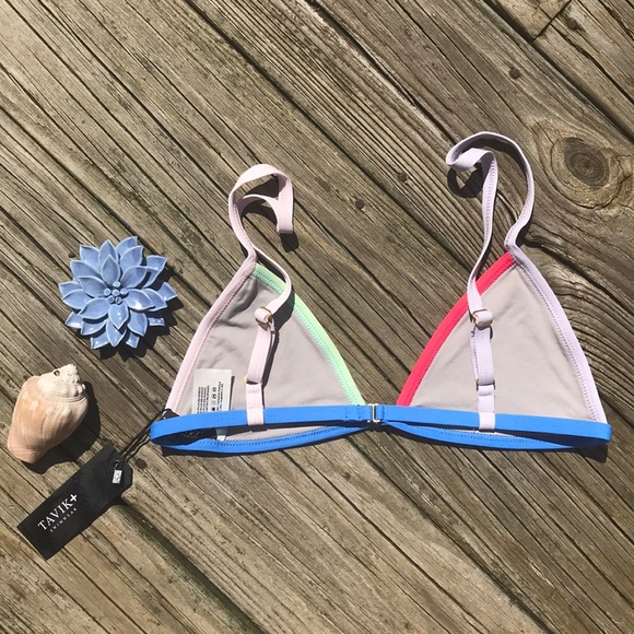 Tavik Sand Colorblock Jett Triangle Bikini Top - Picture 7 of 12